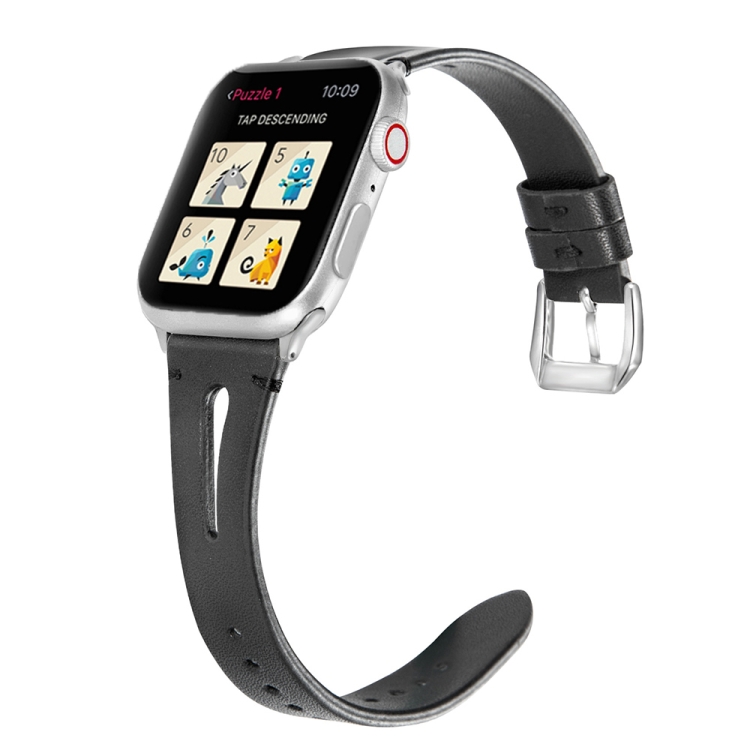 

Leather Strap For Apple Watch Series 7 41mm / 6&SE&5&4 40mm / 3&2&1 38mm(Black)