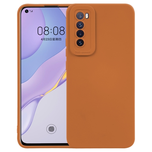 

For Huawei Nova 7 5G Straight Side Liquid Silicone Phone Case(Brown)