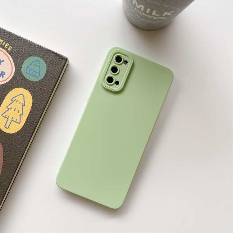 

For OPPO Reno6 Straight Side Liquid Silicone Phone Case(Light Green)