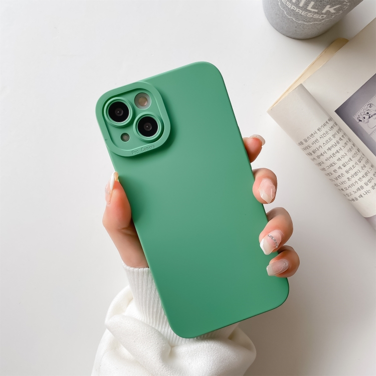 

For iPhone 13 Straight Side Liquid Silicone Phone Case(Green)