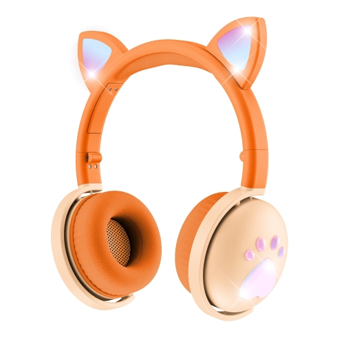 Oreille de chat stéréo bluetooth casque d'oreille de chat clignotant  lumineux casque d'oreille de jeu casque avec 7 oreilles de chat LED de  couleur