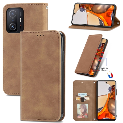 

For Xiaomi Mi 11T / 11T Pro Retro Skin Feel Magnetic Horizontal Flip Leather Case with Holder & Card Slots & Wallet & Photo Frame(Brown)