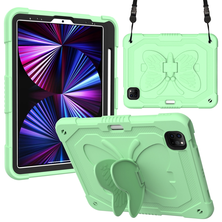 

Pure Color PC + Silicone Anti-drop Tablet Tablet Case with Butterfly Holder & Pen Slot For iPad Pro 11 2018 & 2020 & 2021 & Air 2020 10.9(Fresh Green)