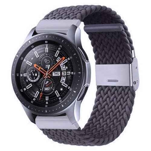 For Samsung Galaxy Watch 4 / Watch 5 20mm Nylon Braided Metal Buckle Watch Band(Gray) for xiaomi mi band 8 loop nylon watch band rainbow color