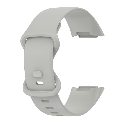 

For Fitbit Charge 5 Monochromatic Silica Gel To Replace Watch Strap Size：Large Size(Grey)