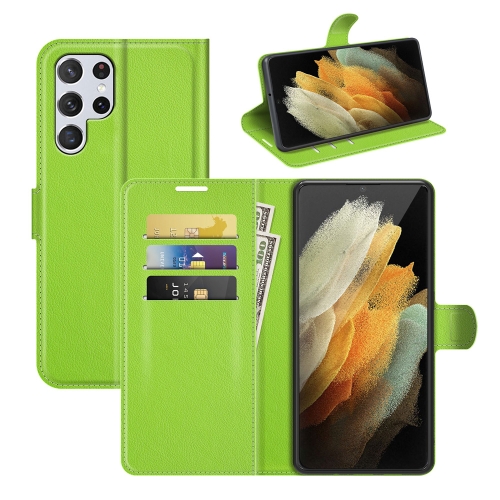 

For Samsung Galaxy S22 Ultra 5G Litchi Texture Horizontal Flip Protective Case with Holder & Card Slots & Wallet(Green)