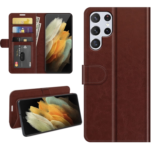 

For Samsung Galaxy S22 Ultra 5G R64 Texture Single Horizontal Flip Protective Case with Holder & Card Slots & Wallet& Photo Frame(Brown)