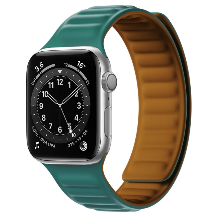

Silicone Magnetic Strap Watch Band For Apple Watch Series 7 41mm / 6&SE&5&4 40mm / 3&2&1 38mm(Dark Green)