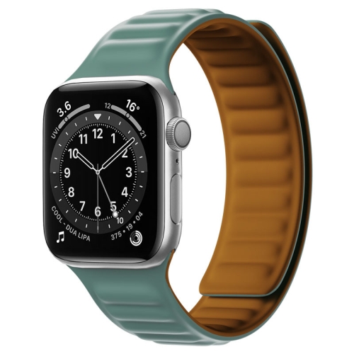 Silicone Magnetic Strap Watchband For Apple Watch Series 7 41mm / 6&SE&5&4 40mm / 3&2&1 38mm(Pine Needle Green)