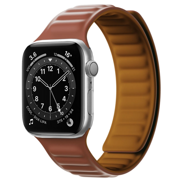 

Silicone Magnetic Strap Watch Band For Apple Watch Series 9&8&7 41mm / SE 3&SE 2&6&SE&5&4 40mm / 3&2&1 38mm(Brown)
