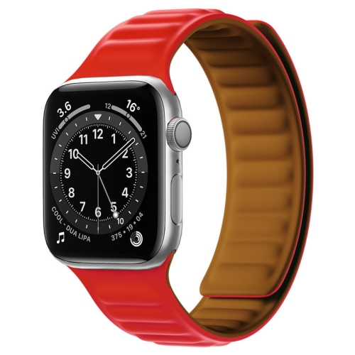 Silicone Magnetic Strap Watchband For Apple Watch Series 7 45mm / 6&SE&5&4 44mm / 3&2&1 42mm(Red)