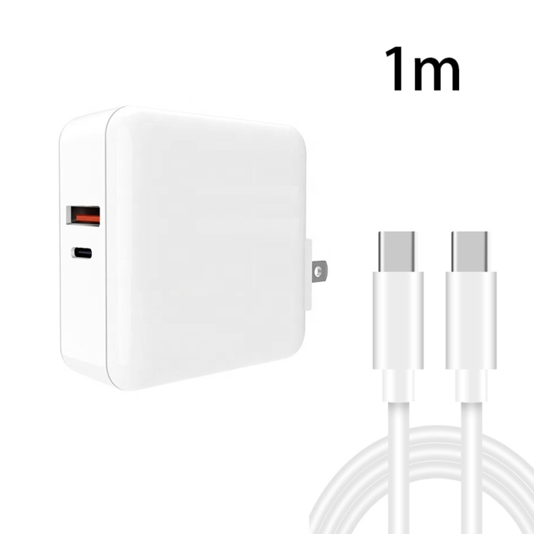 

A6 65W QC 3.0 USB + PD USB-C / Type-C Dual Fast Charging Laptop Adapter + 1m USB-C / Type-C to USB-C / Type-C Data Cable Set for MacBook Series, US Plug