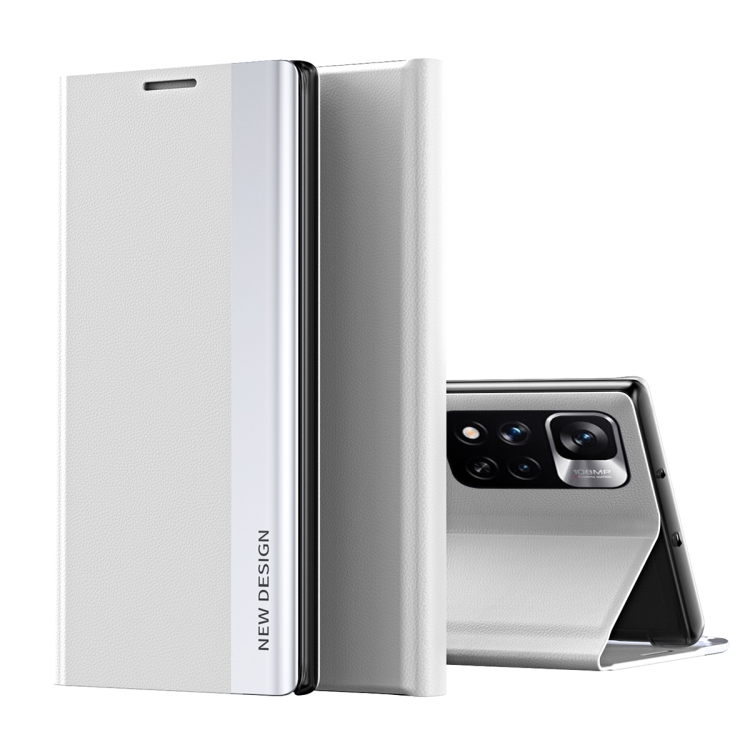 

International Version For Xiaomi Redmi Note 11 Pro /Note 11 Pro+ Side Electroplated Magnetic Leather Phone Case with Holder(Silver)