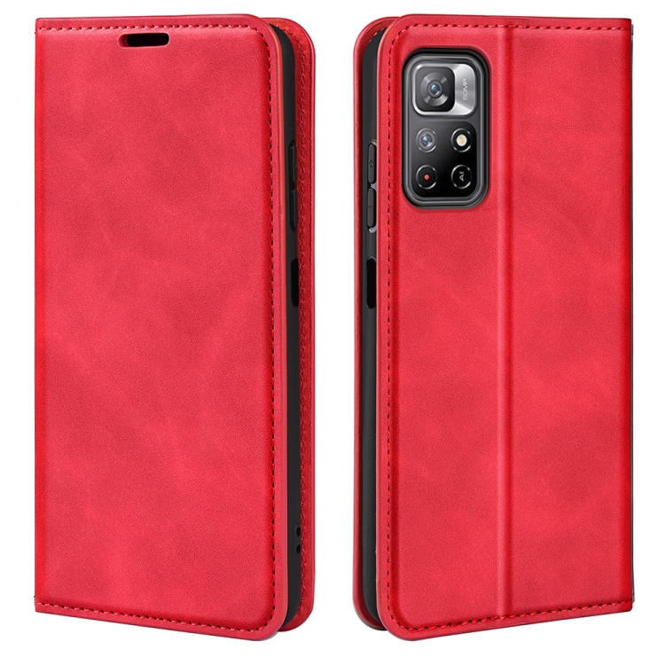 

For Xiaomi Redmi Note 11 Retro-skin Magnetic Suction Leather Case with Holder & Card Slots & Wallet(Red)