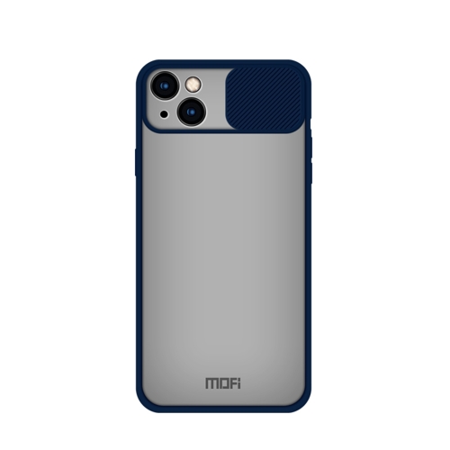 For iPhone 13 MOFI Translucent Frosted PC + TPU Phone Case(Blue)