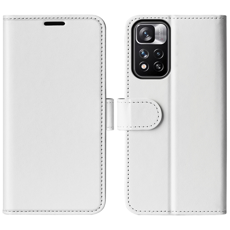 

For Xiaomi Redmi Note 11 Pro / Note 11 Pro+ R64 Texture Single Horizontal Flip Protective Case with Holder & Card Slots & Wallet & Photo Frame(White)
