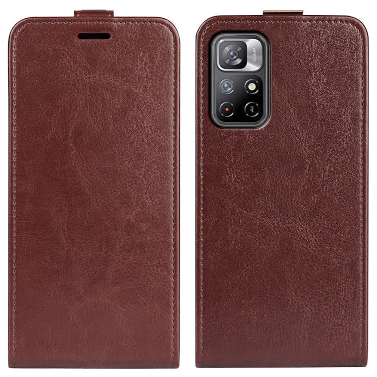 

For Xiaomi Redmi Note 11 R64 Texture Single Vertical Flip Leather Protective Case with Card Slots & Photo Frame(Brown)