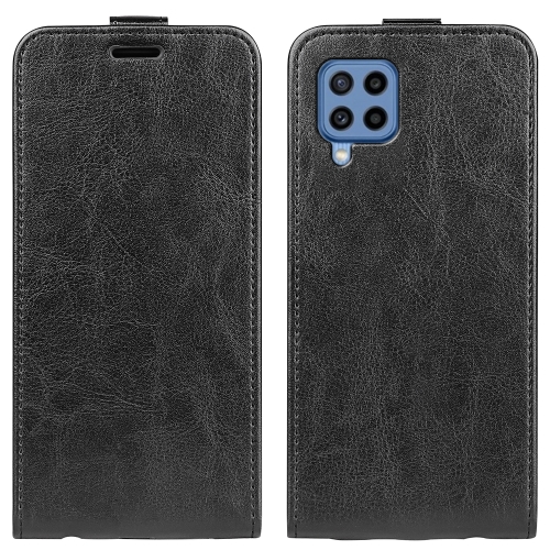 For Samsung Galaxy M22 R64 Texture Single Vertical Flip Leather Protective Case with Card Slots & Photo Frame(Black)