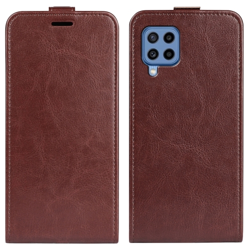 For Samsung Galaxy M22 R64 Texture Single Vertical Flip Leather Protective Case with Card Slots & Photo Frame(Brown)