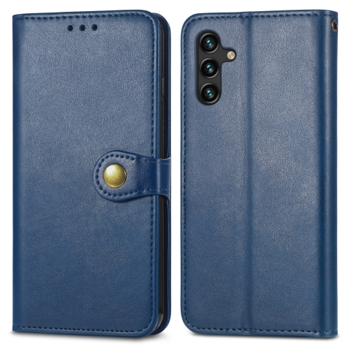 For Samsung Galaxy A13 5G Solid Color Leather Buckle Phone Case(Blue)