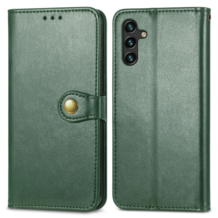 

For Samsung Galaxy A13 5G Solid Color Leather Buckle Phone Case(Green)