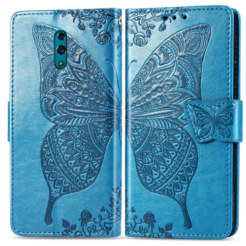 

Butterfly Love Flowers Embossing Horizontal Flip Leather Case for OPPO Reno, with Holder & Card Slots & Wallet & Lanyard(Blue)