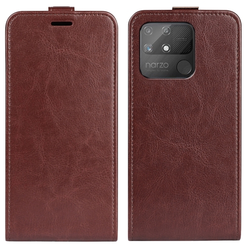 

For OPPO Realme Narzo 50A R64 Texture Vertical Flip Leather Case with Card Slots & Photo Frame(Brown)