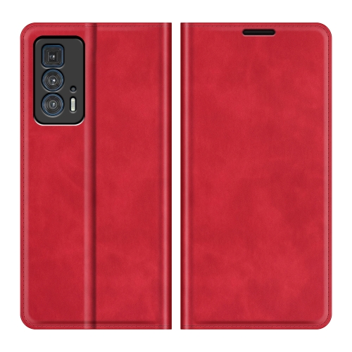 

For Motorola Edge 20 Pro Retro-skin Business Magnetic Suction Phone Leather Case with Holder & Card Slots & Wallet(Red)