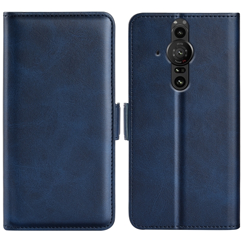 

For Sony Xperia Pro-I Dual-side Magnetic Buckle Horizontal Flip Phone Leather Case with Holder & Card Slots & Wallet(Dark Blue)