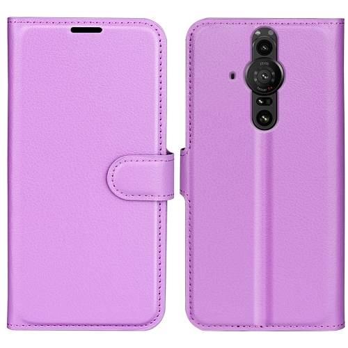For Sony Xperia Pro-I Litchi Texture Horizontal Flip Protective Case with Holder & Card Slots & Wallet(Purple)