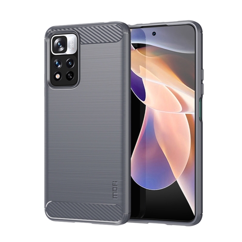 

For Xiaomi Redmi Note11 Pro / Note 11 Pro+ MOFI Gentleness Series Brushed Texture Carbon Fiber Soft TPU Phone Case(Gray)