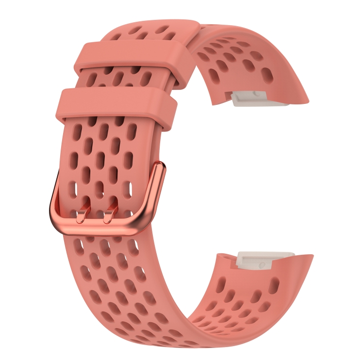 

For Fitbit Charge 5 Monochromatic Breathable Silicone Watch Band(Pink)