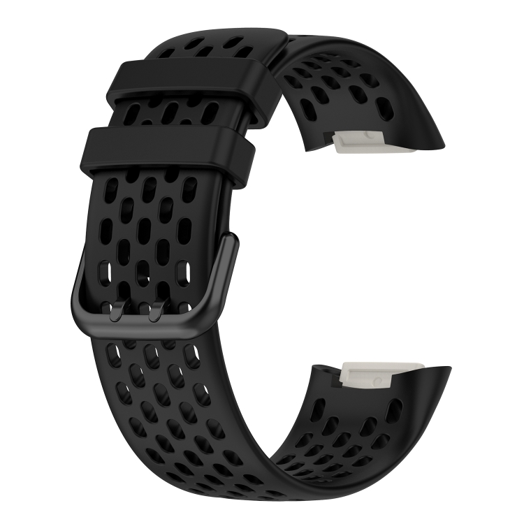 

For Fitbit Charge 5 Monochromatic Breathable Silicone Watch Band(Black)