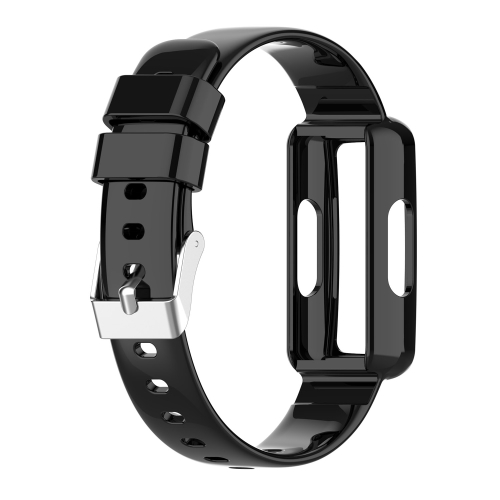 

For Fitbit Luxe Transparent Silicone Integrated Watch Band(Black)