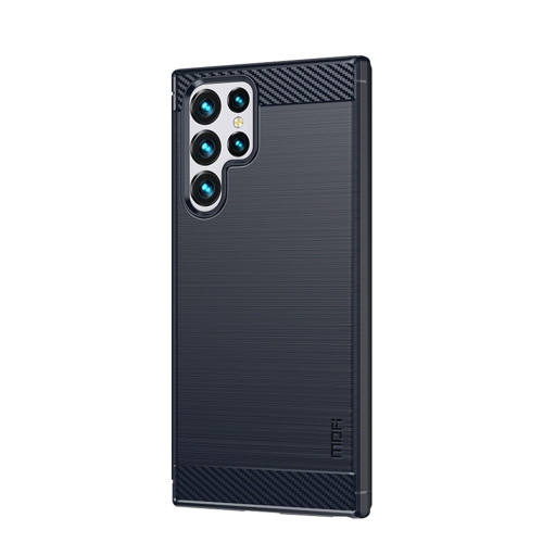 

For Samsung Galaxy S22 Ultra 5G MOFI Gentleness Series Brushed Texture Carbon Fiber Soft TPU Case(Blue)