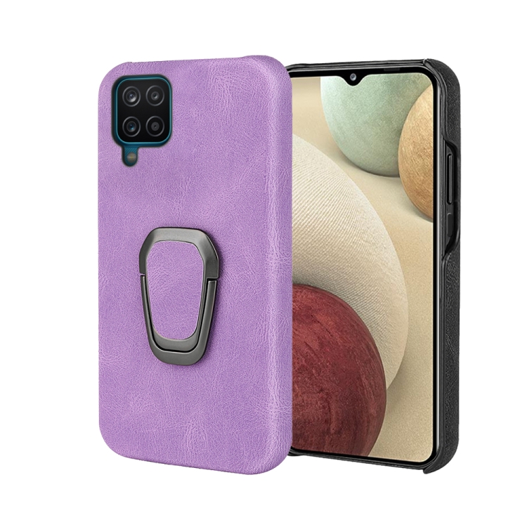 

Ring Holder PU Phone Case For Samsung Galaxy A12(Purple)