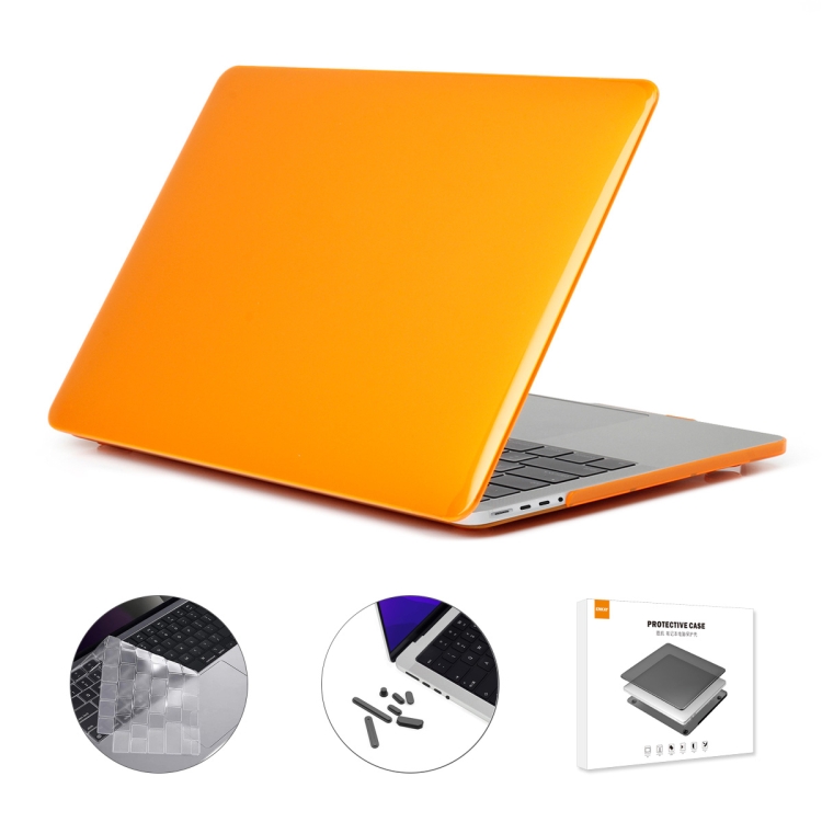 

ENKAY Hat-Prince 3 in 1 Crystal Laptop Protective Case + TPU Keyboard Film + Anti-dust Plugs Set for MacBook Pro 16.2 inch A2485 2021, Version:EU Version(Orange)