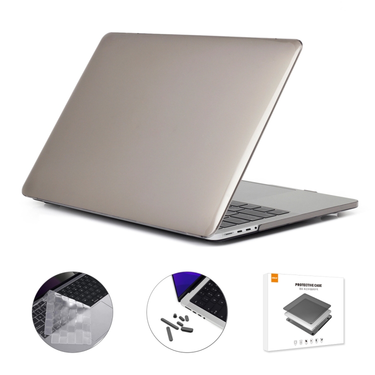 

ENKAY Hat-Prince 3 in 1 Crystal Laptop Protective Case + TPU Keyboard Film + Anti-dust Plugs Set for MacBook Pro 16.2 inch A2485 2021, Version:EU Version(Grey)