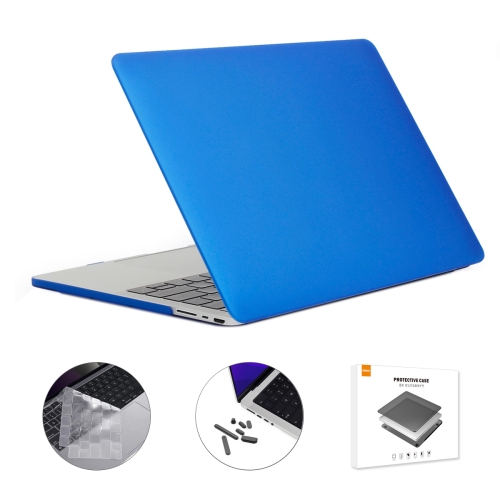 

ENKAY Hat-Prince 3 in 1 Matte Laptop Protective Case + TPU Keyboard Film + Anti-dust Plugs Set for MacBook Pro 14.2 inch A2442 2021, Version:US Version(Dark Blue)