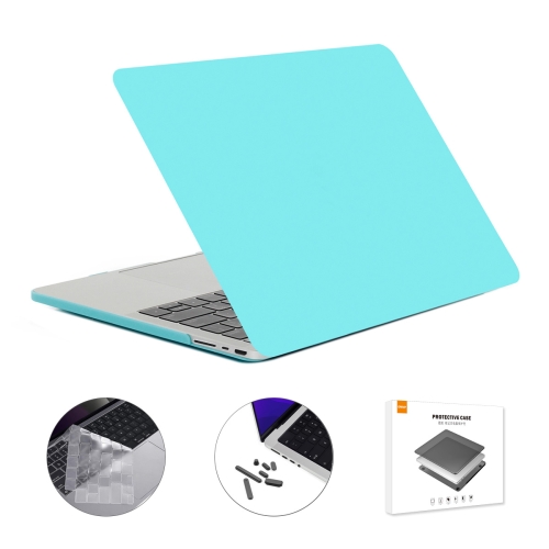 

ENKAY Hat-Prince 3 in 1 Matte Laptop Protective Case + TPU Keyboard Film + Anti-dust Plugs Set for MacBook Pro 14.2 inch A2442 2021, Version:US Version(Cyan)