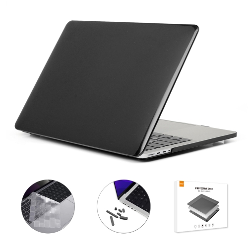 

ENKAY Hat-Prince 3 in 1 Crystal Laptop Protective Case + TPU Keyboard Film + Anti-dust Plugs Set for MacBook Pro 14.2 inch A2442 2021, Version:US Version(Black)