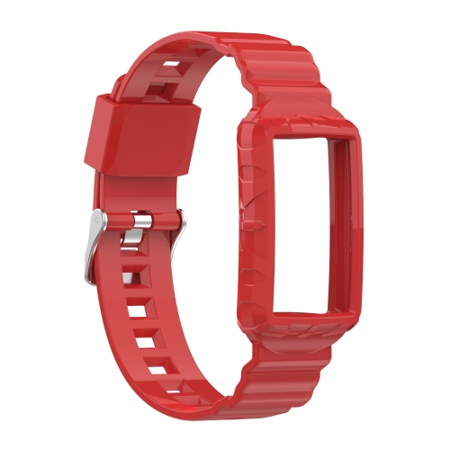 

For Fitbit Charge 3 SE Silicone One Body Armor Watch Band(Red)