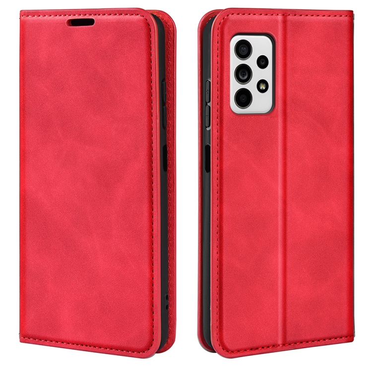 

For Samsung Galaxy A33 5G Retro-skin Magnetic Leather Case with Holder & Card Slots & Wallet(Red)