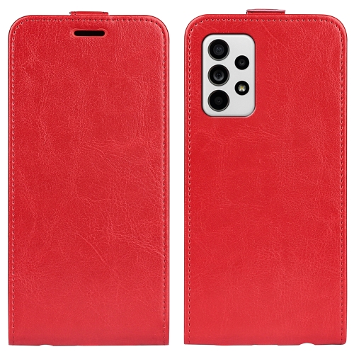

For Samsung Galaxy A33 5G R64 Texture Vertical Flip Leather Case with Card Slots & Photo Frame(Red)