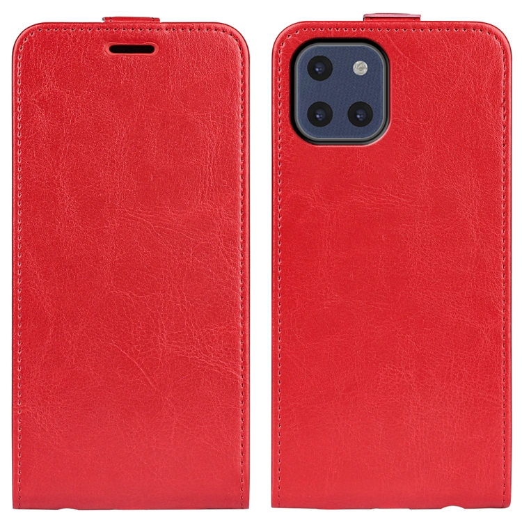

For Samsung Galaxy A03 166mm R64 Texture Vertical Flip Leather Case with Card Slots & Photo Frame(Red)