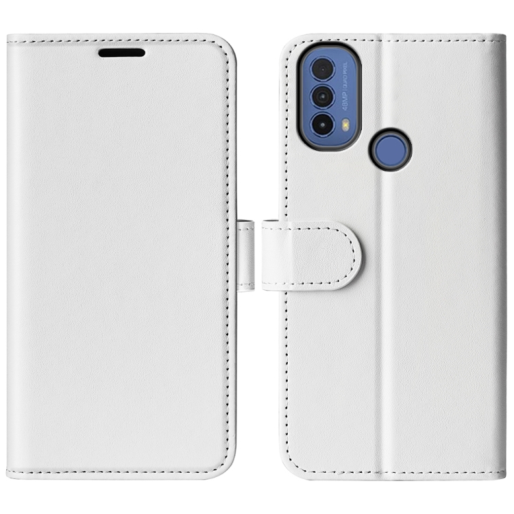 

For Motorola Moto E30 / E40 R64 Texture Single Horizontal Flip Phone Case(White)