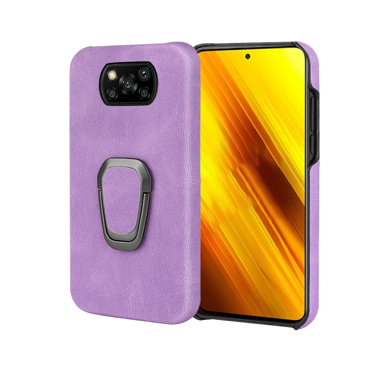 Ring Holder PU Phone Case For Xiaomi Poco X3 X3 NFC Poco