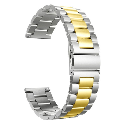 

For Huawei Watch GT Runner / Watch GT 3 46mm Three Bead Stainless Steel Watch Band (Silver Gold)