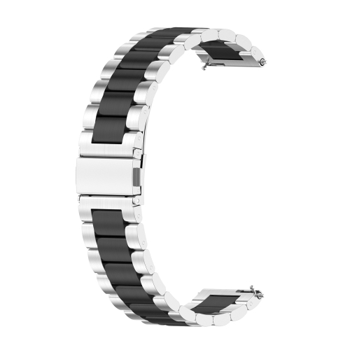 

For Huawei watch GT 3 42mm / Watch GT 2 42mm Three Bead Stainless Steel Watch Band (Silver Black)
