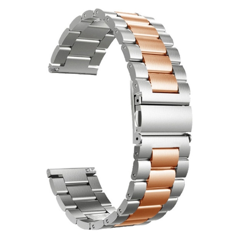 

For Huawei watch GT 3 42mm / Watch GT 2 42mm Three Bead Stainless Steel Watch Band (Silver Rose Gold)